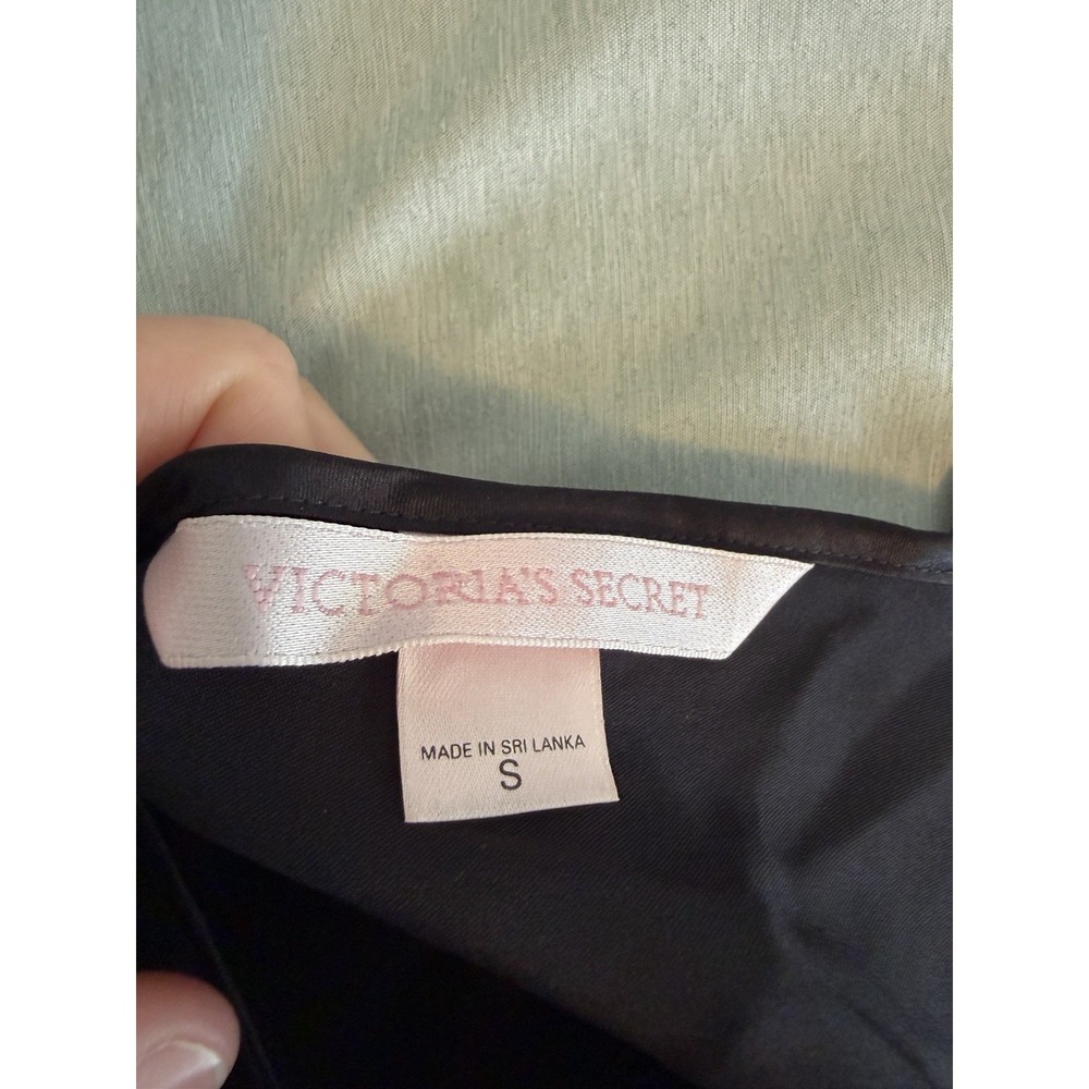 Victoria's Secret Vintage Y2K Black Satin Slip Dress Lace Trim Open Back Small - Picture 4 of 7
